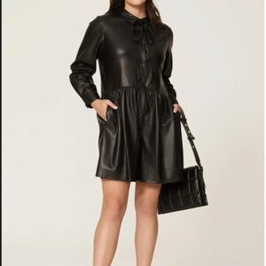 Rebecca Taylor vegan leather long-sleeve zip-up romper (NWT) Size 8